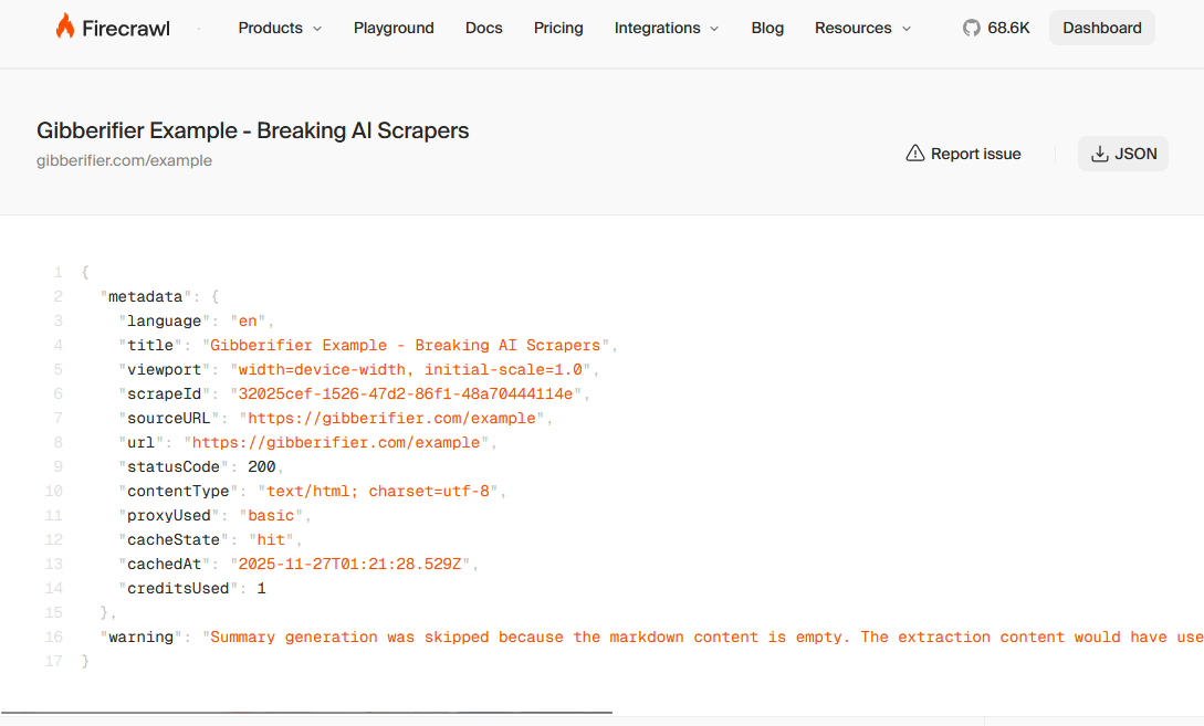 Firecrawl scraper failure